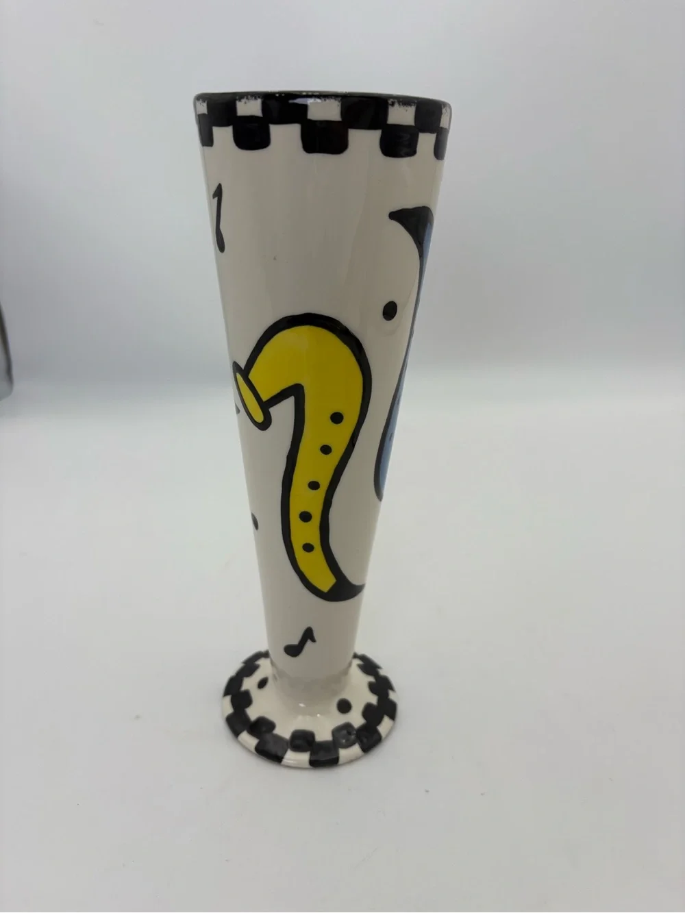 Vintage Hand-Painted Bette Abrams Diamond In The Rough Vase